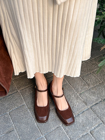 Shallow Cut Split-Joint Square-Toe Mary Janes Pumps