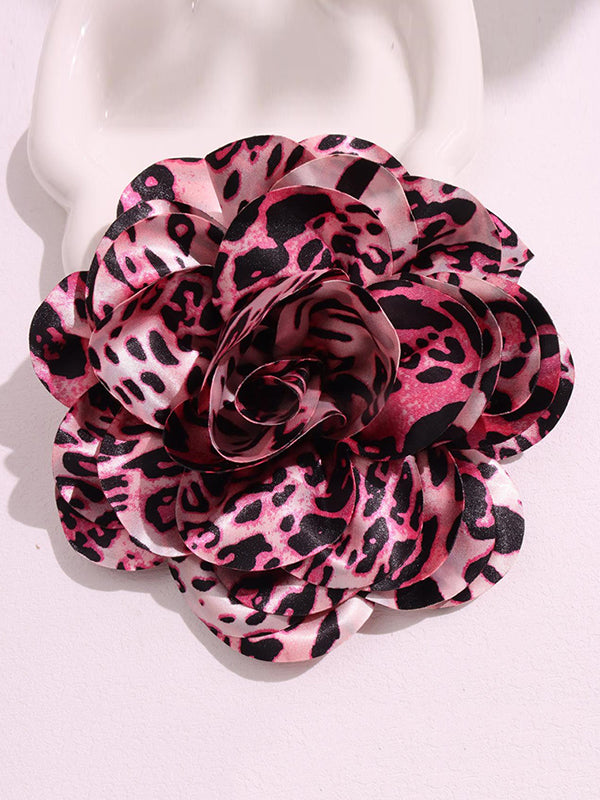 Flower Shape Leopard Brooch Accessories PINK One_size