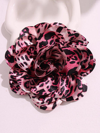 Flower Shape Leopard Brooch Accessories PINK One_size