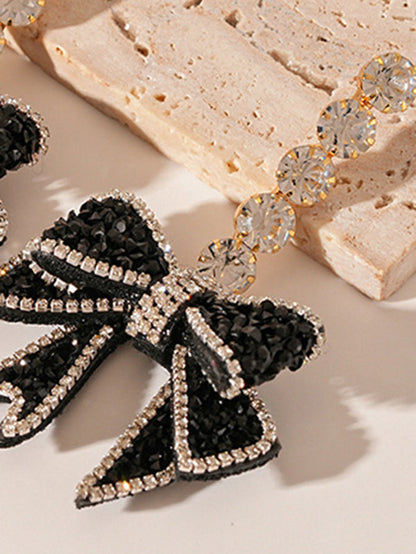 Beaded Bowknot Shiny Earrings Accessories