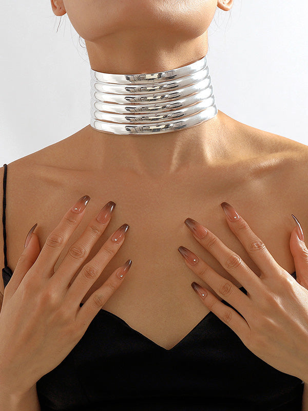 Geometric Solid Color Necklaces Accessories SILVER One_size