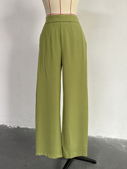 Long Sleeves Printed Heaps Collar Shirts Top + High Waisted Pants Bottom Two Pieces Set