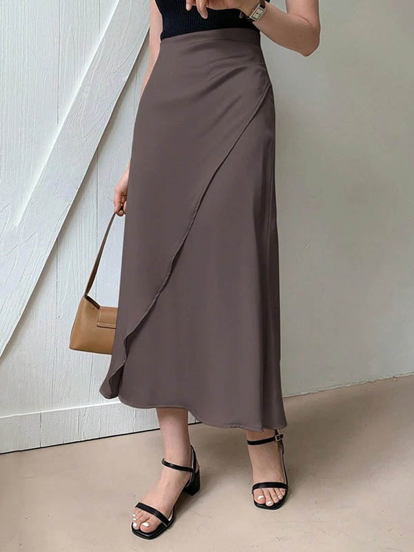 Bodycon Solid Color Skirts Bottoms BROWN