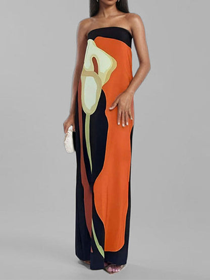 Robes longues tube amples à imprimé grande taille 