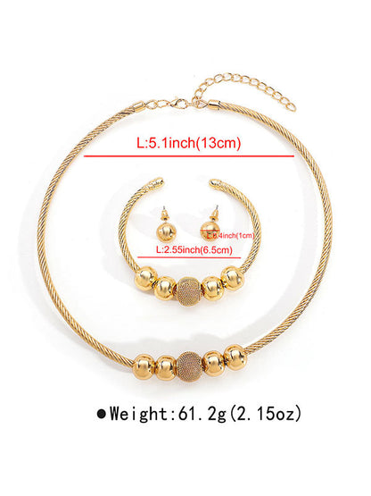 Geometric Necklaces + Ringent Bracelet + Earrings Accessories Three Pieces Set