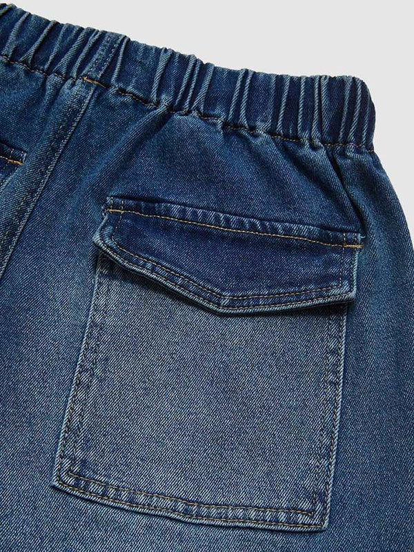 Pantalon en jean taille haute ample avec cordon de serrage et dégradé d'élasticité 