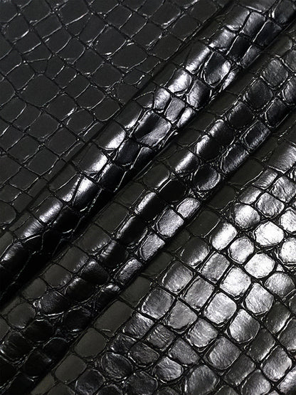Loose Wide Leg Crocodile Texture Leather Loop Pants