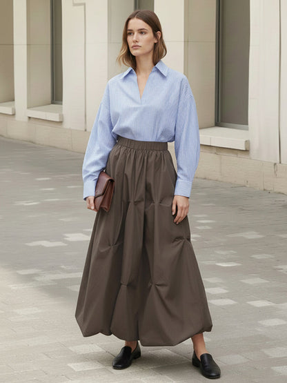 A-Line Flared Elasticity Fluffy Pleated Solid Color Skirts