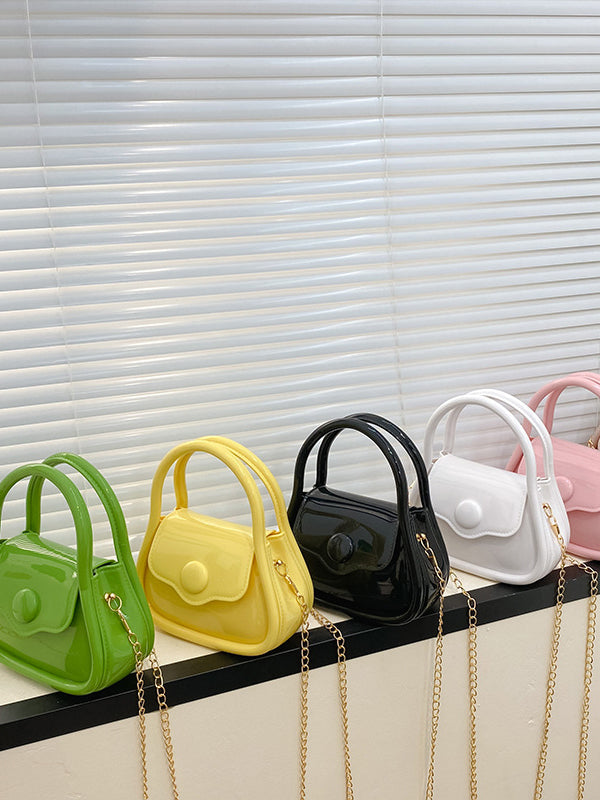 Chains Solid Color Crossbody Bags Satchels