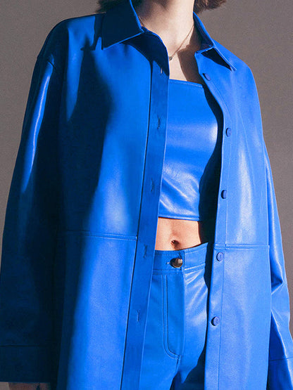 Vestes amples à manches longues et revers fendus de couleur unie 