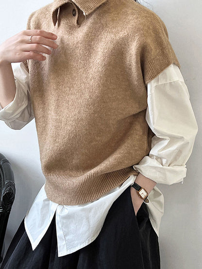 Haut sans manches ample à col montant et boutons 