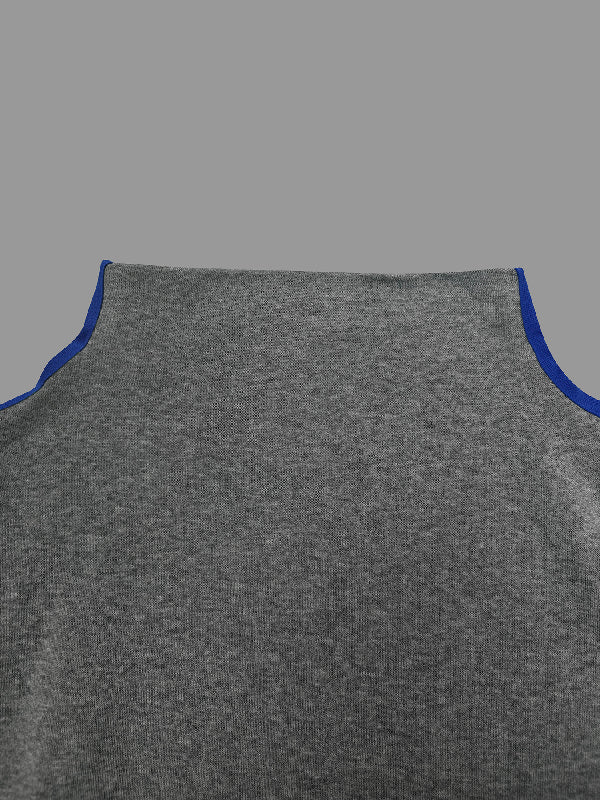 Long Sleeves Contrast Color Split-Joint High Neck Hoodies&Sweatshirt Sweatshirt Tops Tops