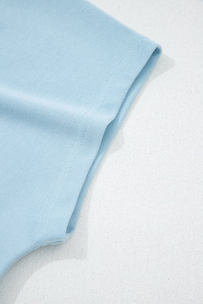 Sea Green Solid Color Loose Tee Drawstring Shorts 2pcs Outfit