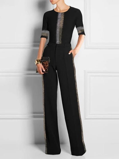 High Waisted Loose Buttoned Pockets Solid Color Pants Trousers