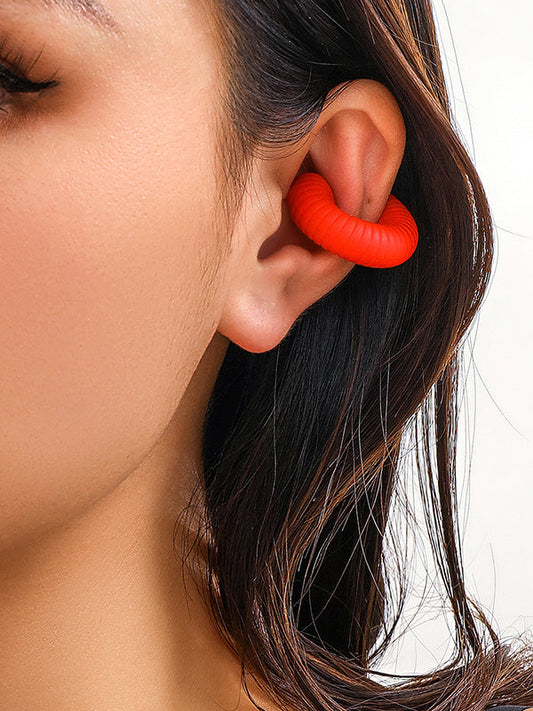 Geometric Solid Color Ear Clip RED One_size