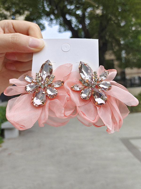 Flower Shape Drop Earrings PINK One_size