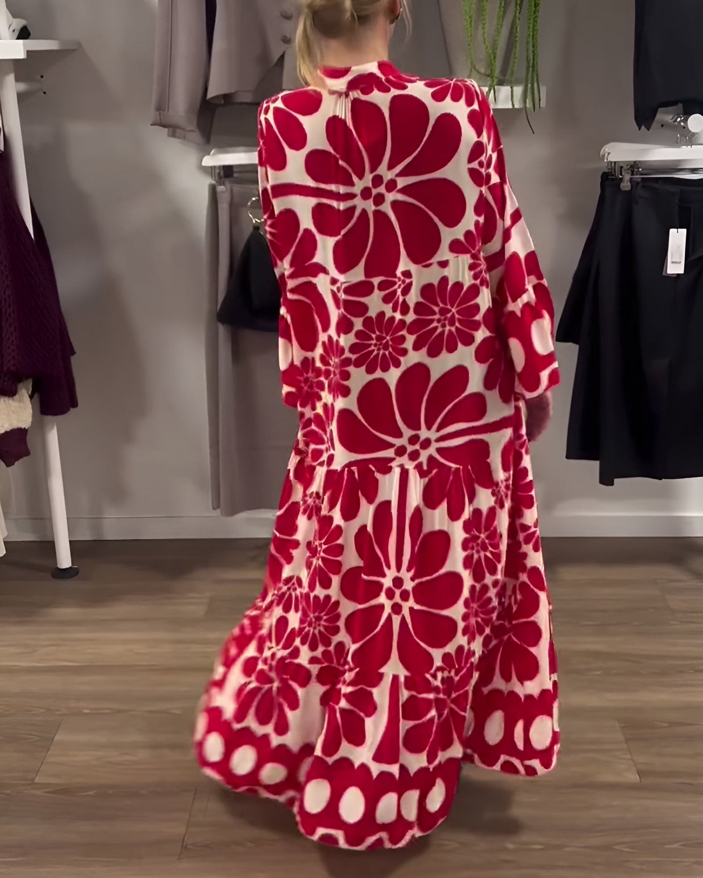 Estelle | Women's Tummy Control Flowy Printed Draped Maxi Dress Evening