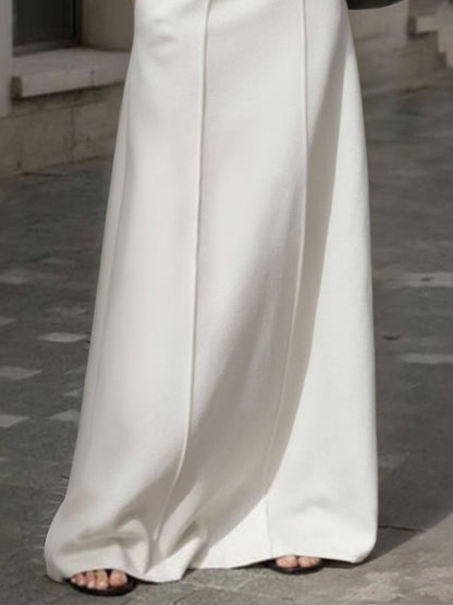 Long Sleeves Solid Color Split-Joint Round-Neck Maxi Dresses