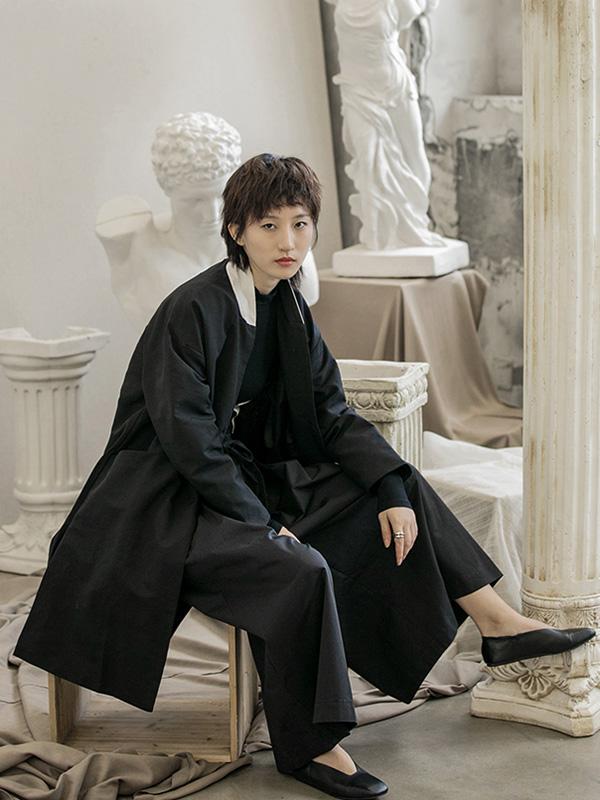 Pantalon décontracté à jambes larges style bandage rétro 