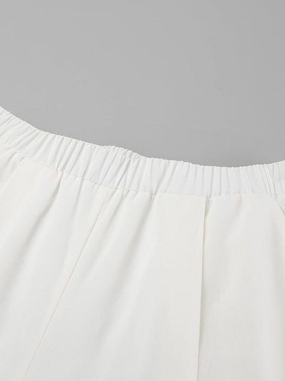 High Waisted Loose Backless Hollow Pockets Solid Color Split-Joint Halter-Neck Blouses&Shirts Tops Pants Trousers Two Pieces Set