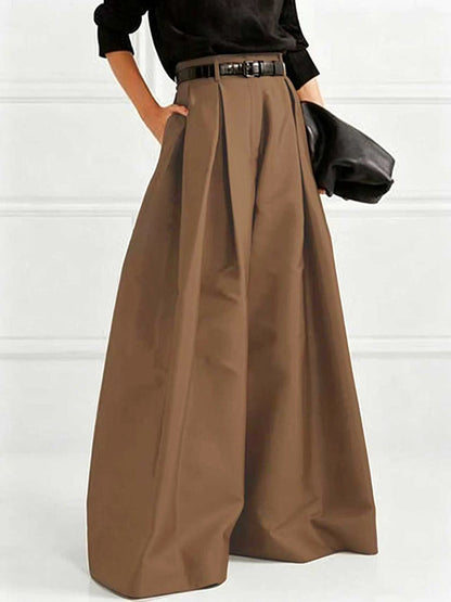 Solid Color Pleated Wide Pants Wide Leg Pants