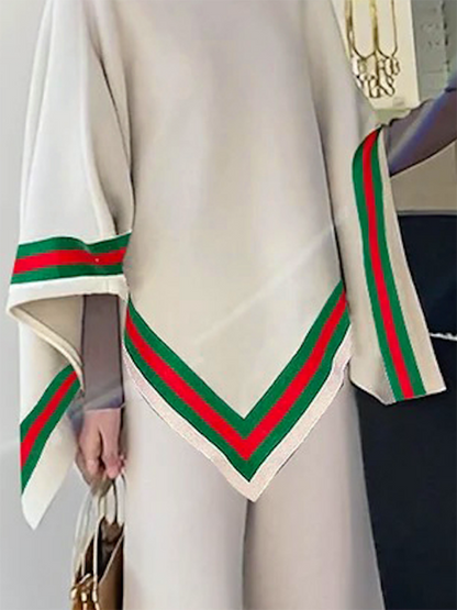 Unregelmäßiger Ausschnitt, lockere, asymmetrische, gestreifte Pulloveroberteile mit hohem Halsausschnitt 