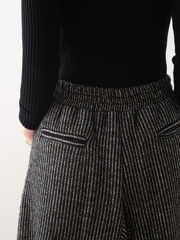 Pantalon large asymétrique en tricot épais vintage à jambes lanternes 