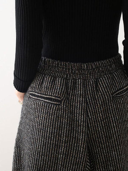 Pantalon large asymétrique en tricot épais vintage à jambes lanternes 