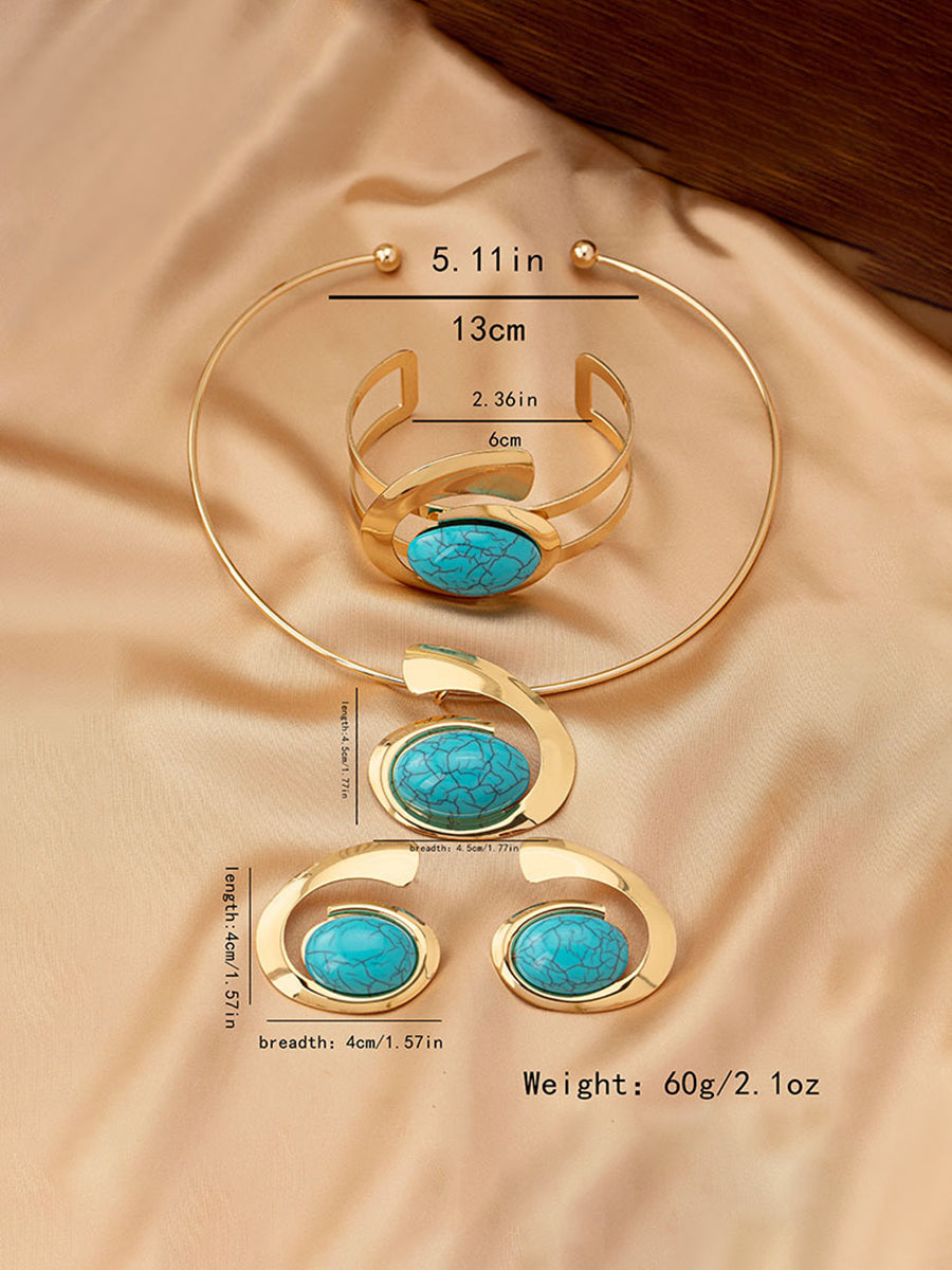 Geometric Irregularity Three Pieces Set Necklaces Accessories Earrings Accessories Bracelet Accessories