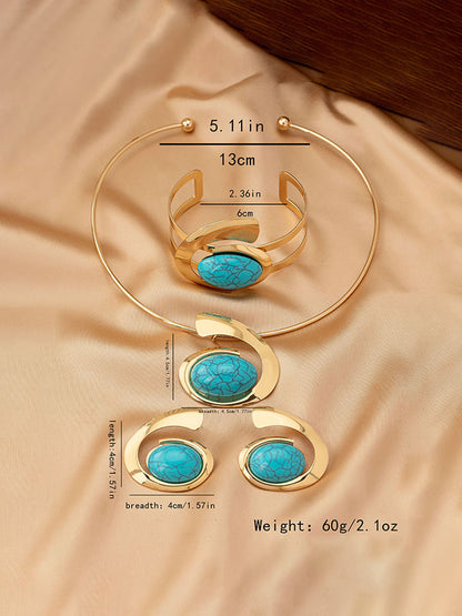 Geometric Irregularity Three Pieces Set Necklaces Accessories Earrings Accessories Bracelet Accessories