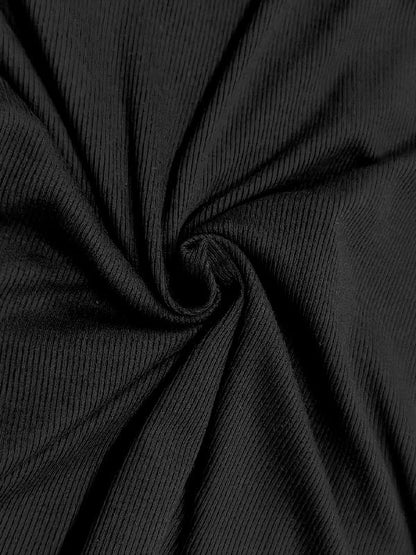 Skinny Solid Color Split-Joint High Neck T-shirts