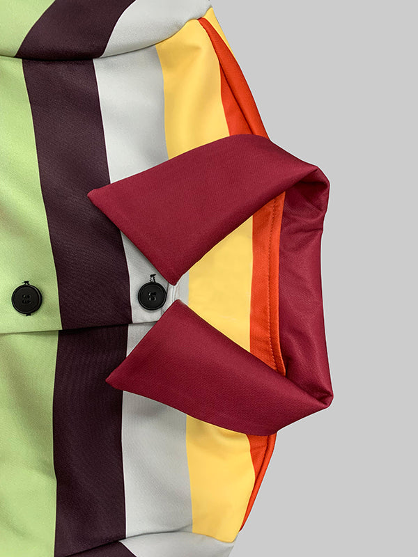 Vestes à revers rayées multicolores à manches évasées 