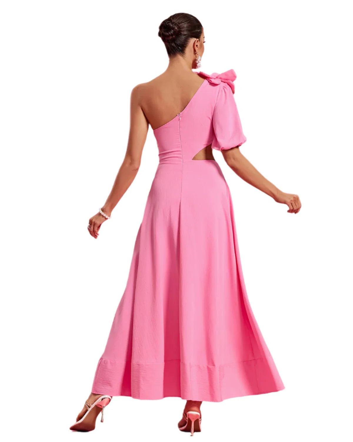BEDIA One Shoulder Flower Cut-Out Maxi Dress
