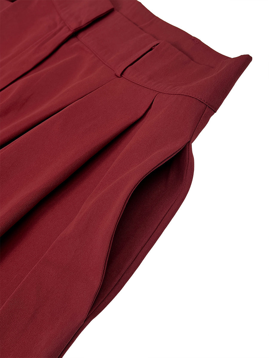 Solid Color Pleated Wide Pants Wide Leg Pants