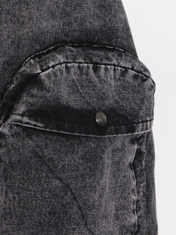 Original Cool Denim Split-Joint Square-Neck Overalls