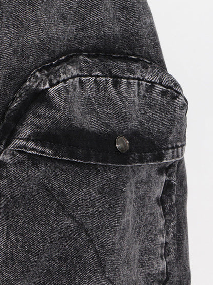 Original Cool Denim Split-Joint Square-Neck Overalls