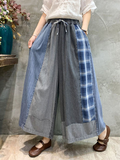 Wide Leg Split-Joint Striped Casual Pants Bottoms Jean Pants Bottoms