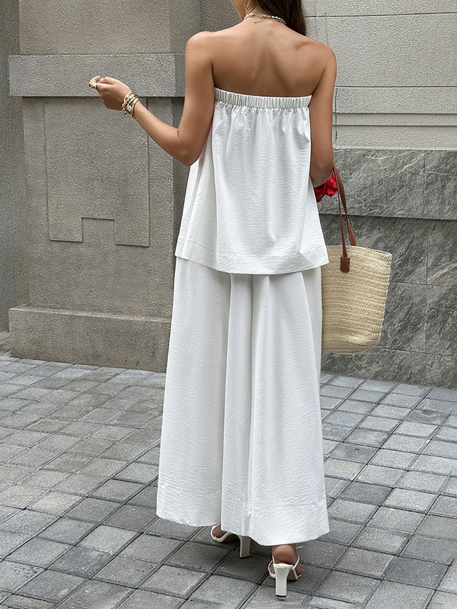 Loose Sleeveless Elasticity Solid Color Tube Suits