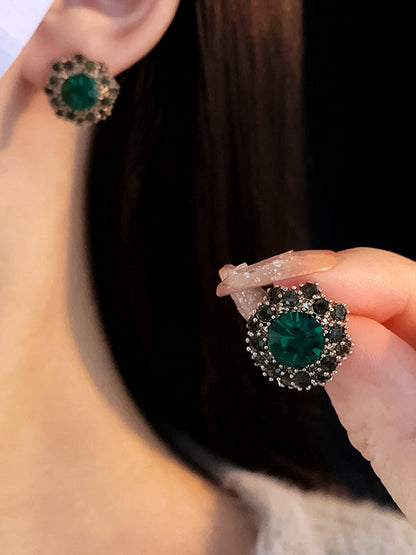 Geometric Rhine Stones Earrings Accessories GREEN One_size