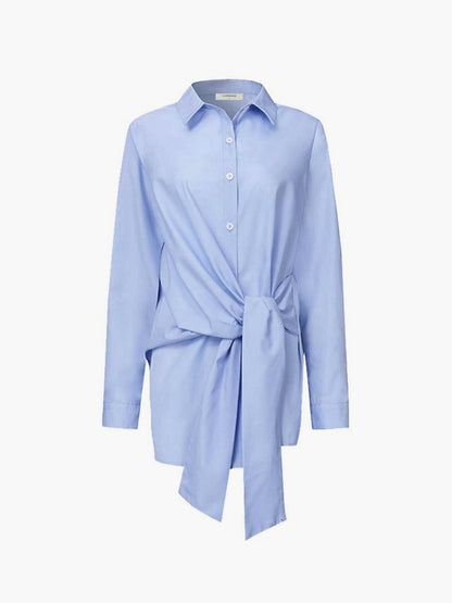 Monroe | Women's Tie Waist Button Down Long Sleeve Shirt Blouse