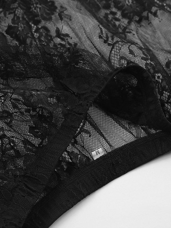 A-Line High Waisted Gauze Pleated See-Through Split-Joint Skirts