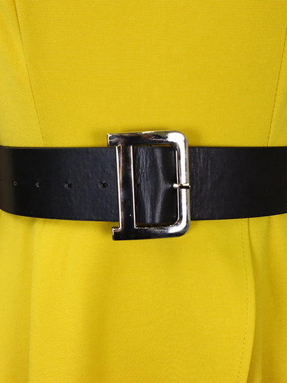 Irregular Clipping Plus Size Belted Solid Color Round-Neck Midi Dresses