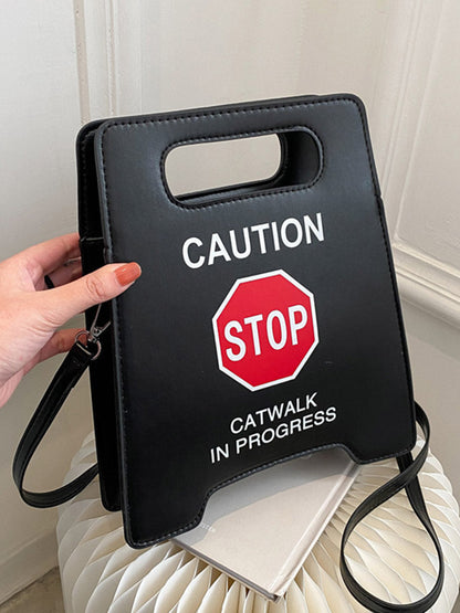 Contrast Color Letter Print Shoulder Bags