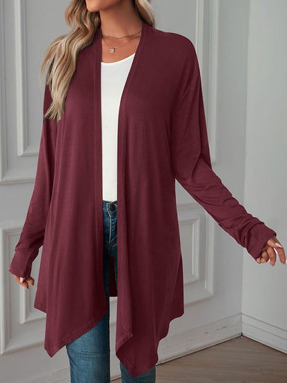 Vêtements d'extérieur amples à manches longues et col affirmé de couleur unie 