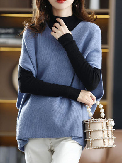 Casual Sleeveless Loose Solid Color V-Neck Vest Top