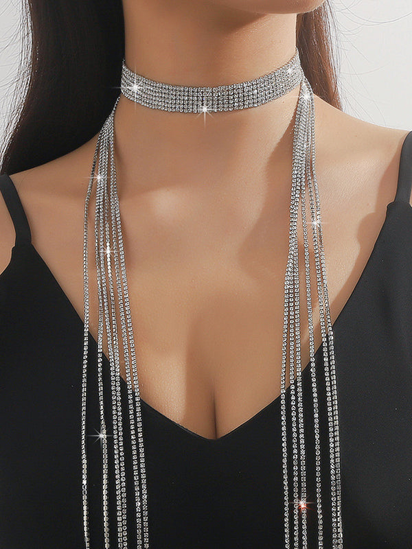 Rhine Stones Tasseled Necklaces Accessories