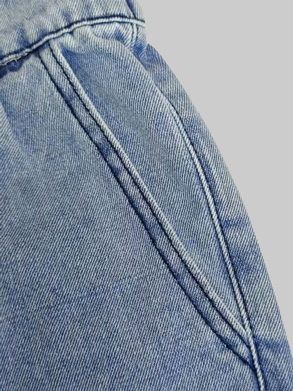 Loose Buttoned Solid Color Zipper Jean Pants Bottoms Knickerbockers Trousers