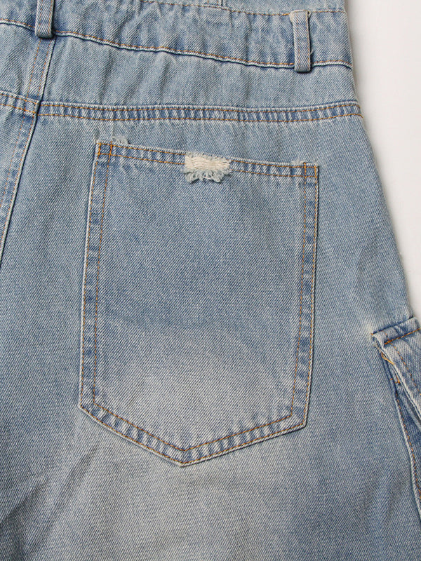 High Waisted Wide Leg Buttoned Hollow Pockets Split-Joint Tube Jumpsuits