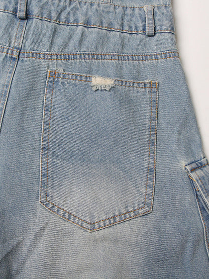 High Waisted Wide Leg Buttoned Hollow Pockets Split-Joint Tube Jumpsuits