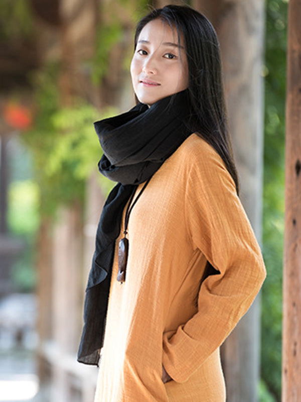 8 Colors Vintage Solid Color Ramie Cotton Shawl Scarf